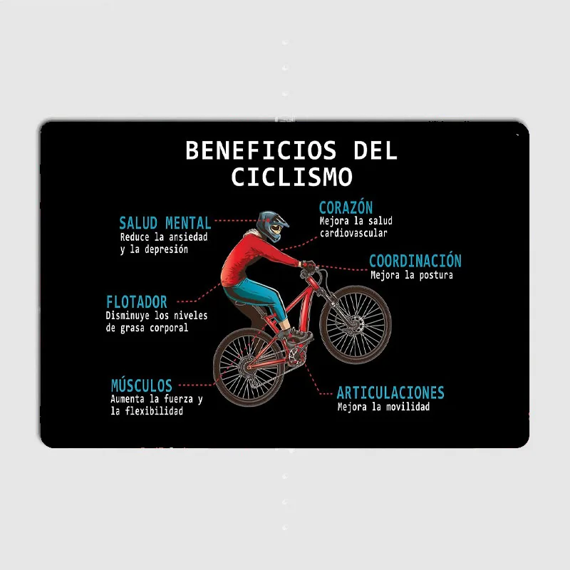 사이클링의 이점 포스터 산악 자전거 금속 간판 포스터  - Mountain Biking Benefits 리뷰 및 가격